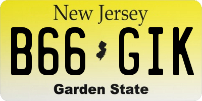 NJ license plate B66GIK