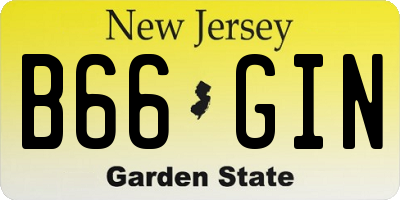 NJ license plate B66GIN