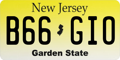 NJ license plate B66GIO