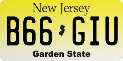 NJ license plate B66GIU