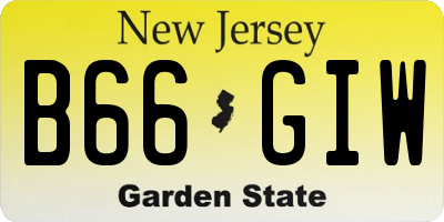 NJ license plate B66GIW