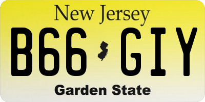 NJ license plate B66GIY