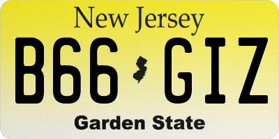 NJ license plate B66GIZ
