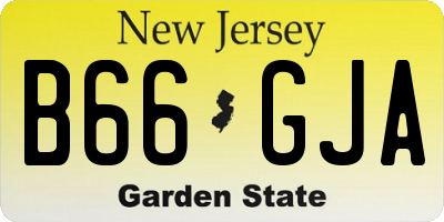 NJ license plate B66GJA