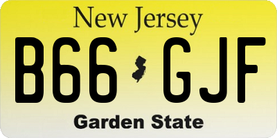 NJ license plate B66GJF