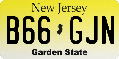 NJ license plate B66GJN