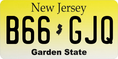NJ license plate B66GJQ