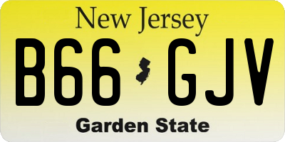 NJ license plate B66GJV