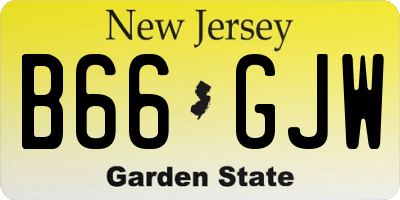 NJ license plate B66GJW
