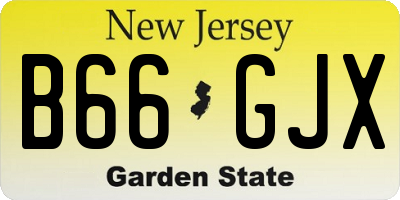 NJ license plate B66GJX