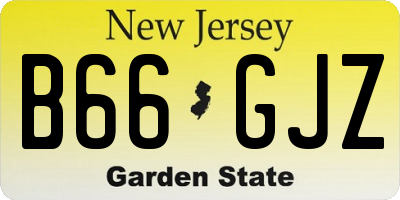 NJ license plate B66GJZ