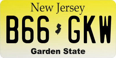 NJ license plate B66GKW