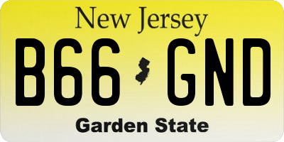 NJ license plate B66GND