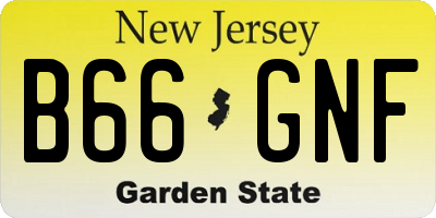 NJ license plate B66GNF