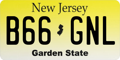 NJ license plate B66GNL