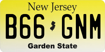 NJ license plate B66GNM