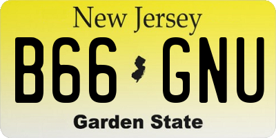 NJ license plate B66GNU