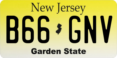 NJ license plate B66GNV