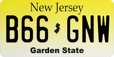 NJ license plate B66GNW