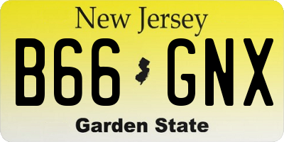 NJ license plate B66GNX
