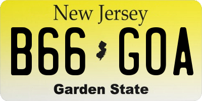 NJ license plate B66GOA