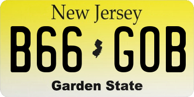 NJ license plate B66GOB