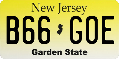 NJ license plate B66GOE