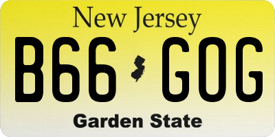 NJ license plate B66GOG