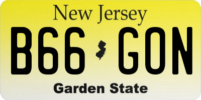 NJ license plate B66GON