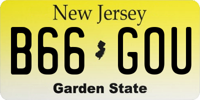 NJ license plate B66GOU