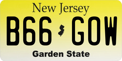 NJ license plate B66GOW