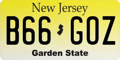 NJ license plate B66GOZ