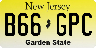 NJ license plate B66GPC