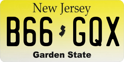 NJ license plate B66GQX