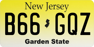 NJ license plate B66GQZ
