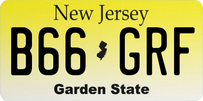 NJ license plate B66GRF