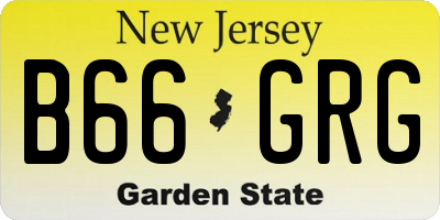 NJ license plate B66GRG