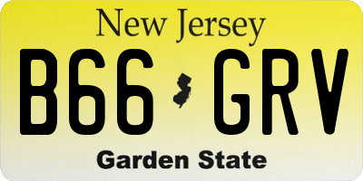 NJ license plate B66GRV