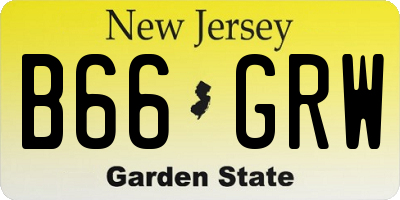 NJ license plate B66GRW