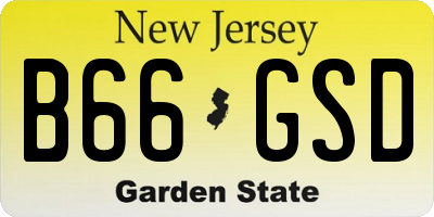 NJ license plate B66GSD