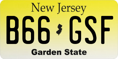 NJ license plate B66GSF