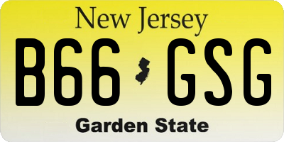 NJ license plate B66GSG