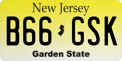 NJ license plate B66GSK
