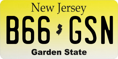 NJ license plate B66GSN