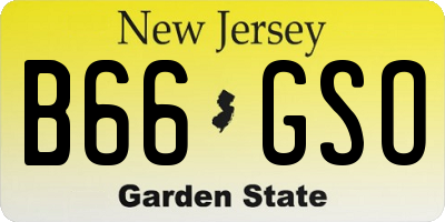NJ license plate B66GSO