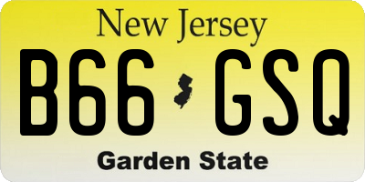 NJ license plate B66GSQ