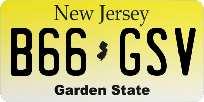 NJ license plate B66GSV
