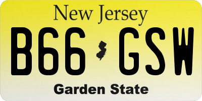NJ license plate B66GSW