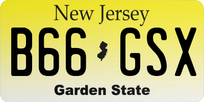 NJ license plate B66GSX