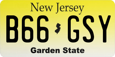 NJ license plate B66GSY